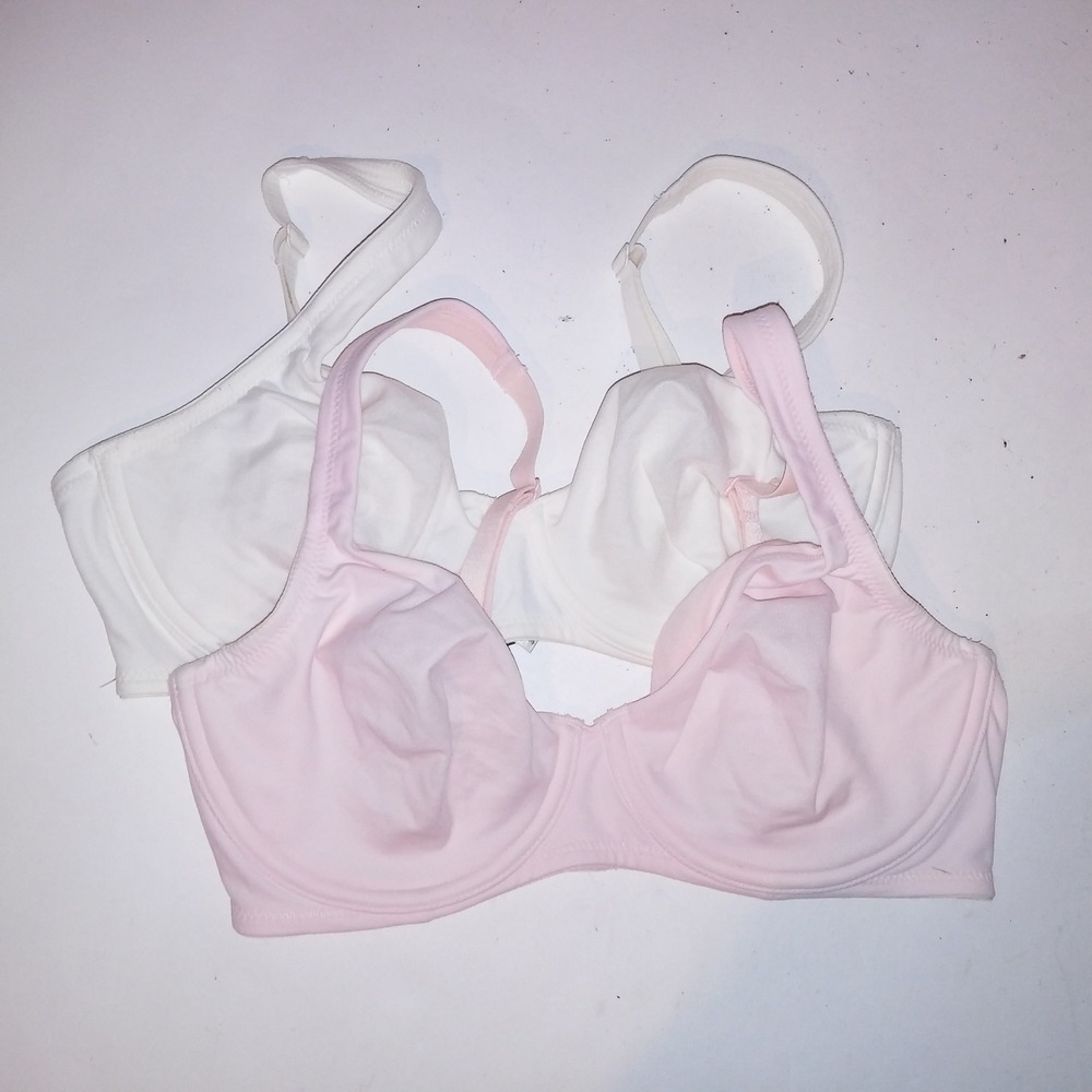 Set of 2 Victoria Secret Bra Vintage 34D Pink Cream Solid Minimizer Unlined